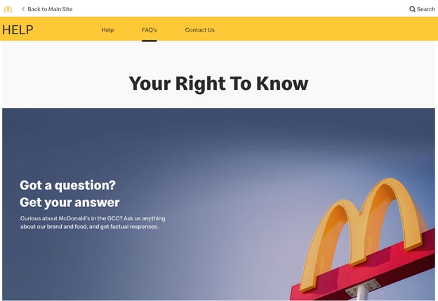best FAQ pages: McDonald's UK